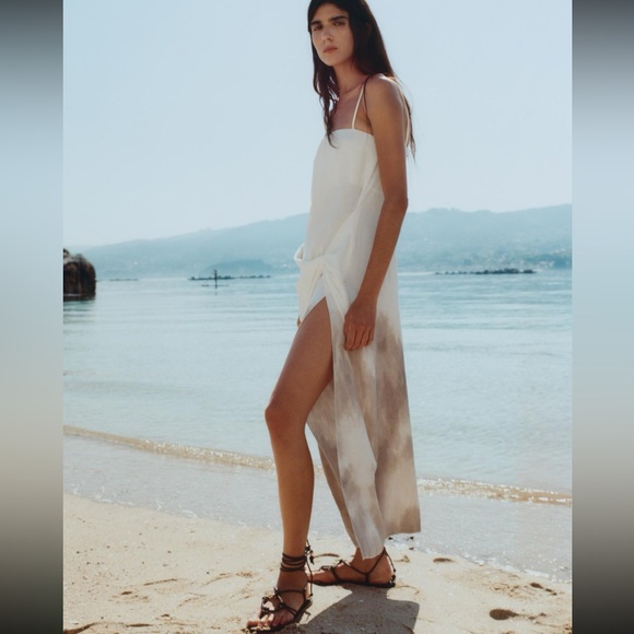 Zara limited eidtion draped slit midi dress - Picture 1 of 10